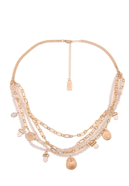 -50% SALE Leslii Kurze Halskette Statement Look Carmen in Gold Weiß Saisonale Angebote