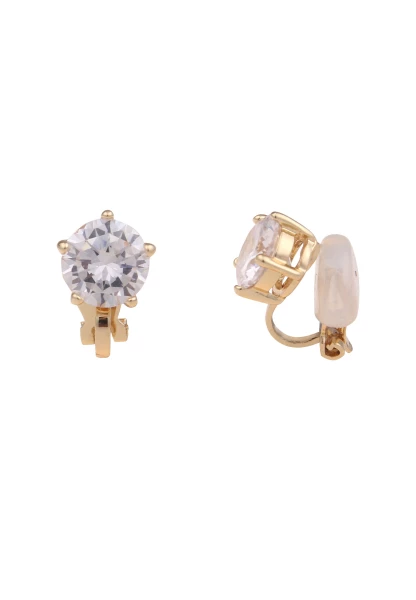 Leslii Damen-Ohrringe Ohr-Clip weiße Glas-Ohrringe Glitzer Modeschmuck-Ohrringe Gold Weiß Zeitbegrenzte Promotion