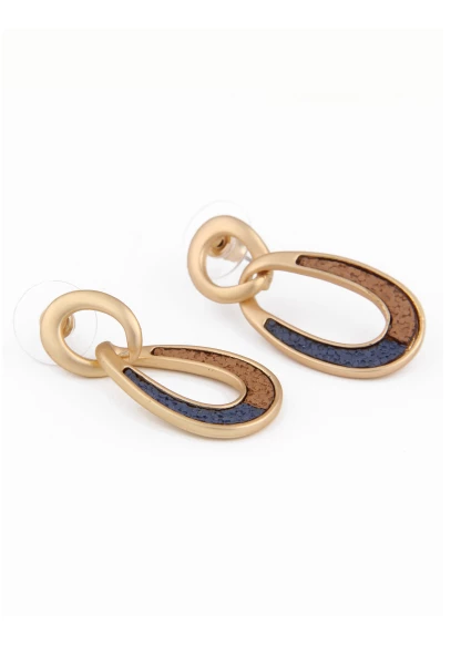 Leslii Damen-Ohrringe mit ovalem Anhänger und Steinchen Modeschmuck-Ohrringe Braun Blau Gold Im Verkauf