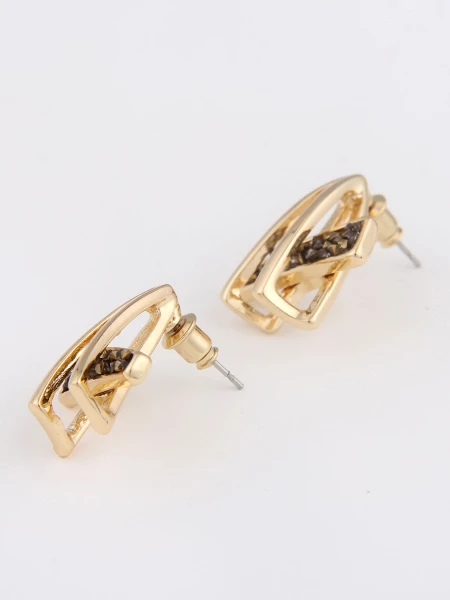 Leslii Damen-Ohrringe Yvonne Statement Glitzer goldene Ohrstecker Modeschmuck-Ohrringe Gold zollfrei