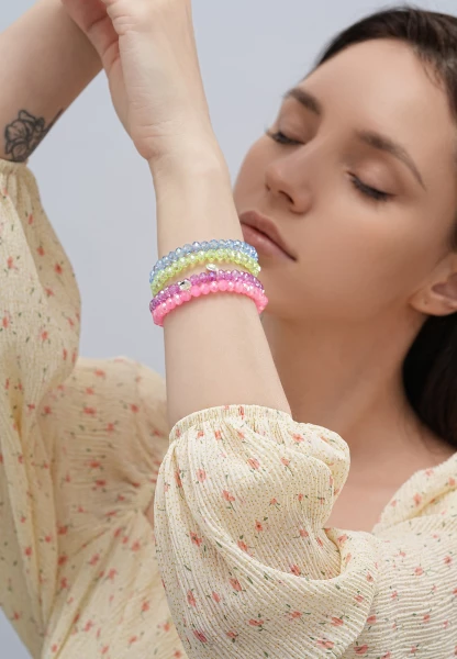 Leslii Damen-Armband Kate Kristall Glasperlen dehnbar Pink Discount Store für neue Produkte