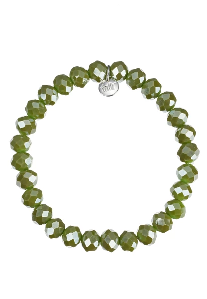 Leslii Damen-Armband Karin Kristall Glasperlen Khaki Grün Nur noch ein Tag übrig