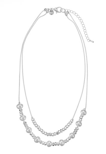 Leslii kurze Layering Kette Pearls Silber Fabrikpreis