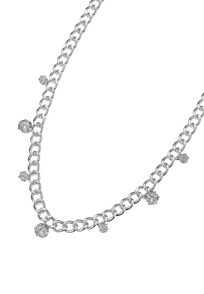 Leslii kurze Halskette Silberglieder Sterling Silber Glaskristalle Versandkostenfrei