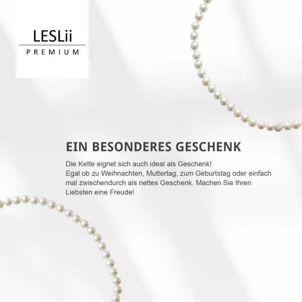 Leslii Damen-Kette Perlen-Collier weiße Perlen-Kette Strass-Kugel Weiß Flash Sale
