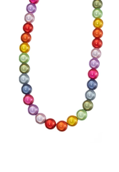 Leslii Reflective Pearl kurze Perlen-Kette Magic 3D-Effekt Ø 10mm Regenbogen Bunt Begrenztes Angebot