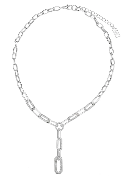 Leslii Kurze Halskette Glieder-Kette Glitzer Y-Kette in Silber Saisonschlussverkauf