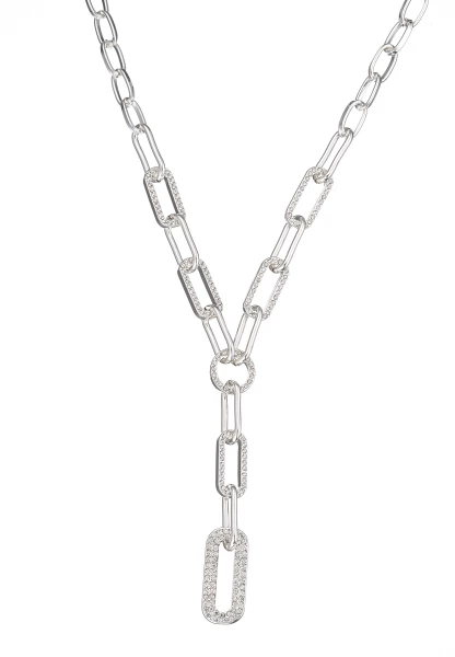 Leslii Kurze Halskette Glieder-Kette Glitzer Y-Kette in Silber Saisonschlussverkauf