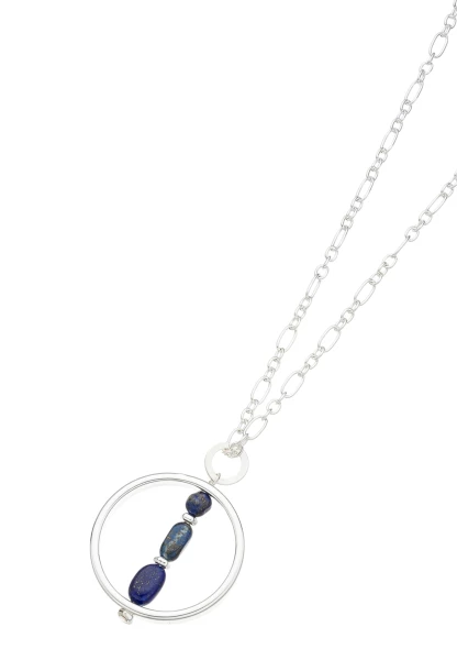 Leslii Lange Halskette Natursteine Silber Blau Cyber Monday