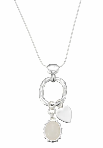 Leslii lange Schlangenkette Heart Stone | Silber Lagerräumung
