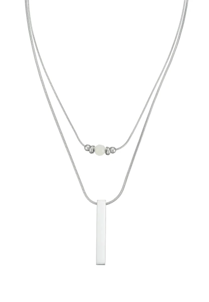 Leslii Kurze Kette Layering Naturstein Silber Sonderangebote
