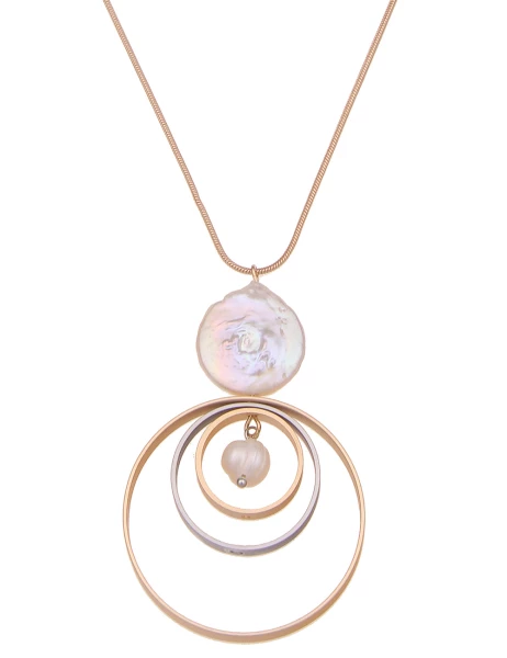 Leslii Lange Kette Tricolor Ringe mit Perle Kostenlose Rückgabe