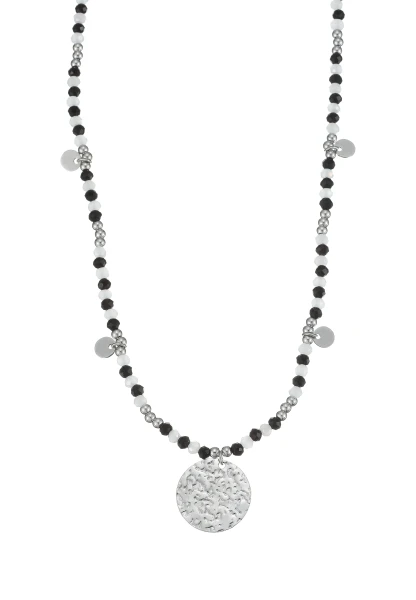 Leslii Kurze Kette Glasperlen Edelstahl Schwarz Weiß Neueste Stile