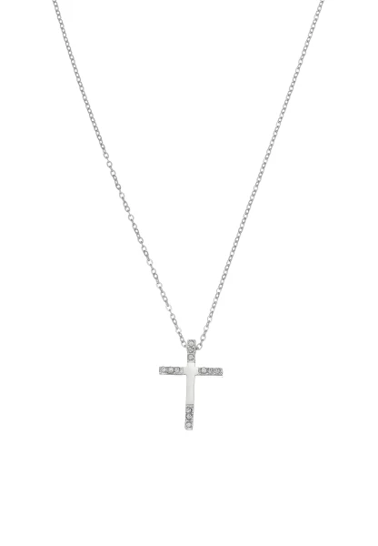 Leslii Kurze Halskette Strass Kreuz Edelstahl Silber Letzte 2 Tage