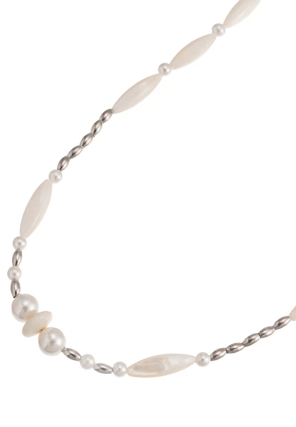Leslii Kurze Kette Premium Collier Perlen Herz Collier in Weiß Silber Riesige Rabatte