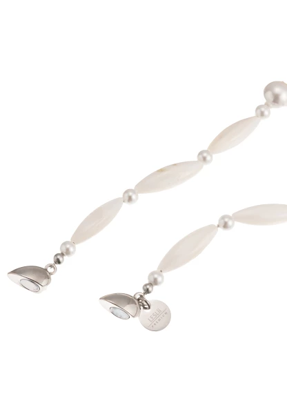 Leslii Kurze Kette Premium Collier Perlen Herz Collier in Weiß Silber Riesige Rabatte