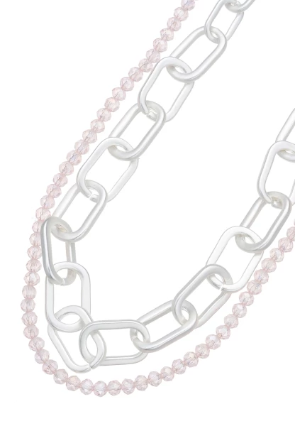 Leslii Layering Glieder-Kette Glasperlen Silber Beige Clearance-Verkauf
