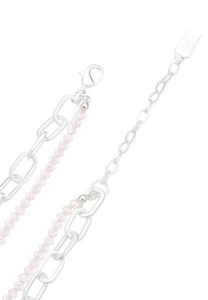 Leslii Layering Glieder-Kette Glasperlen Silber Beige Clearance-Verkauf
