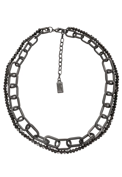 Leslii Layering Glieder-Kette Glasperlen Schwarz Kostenloser Versand international