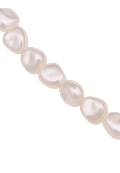 Leslii Damen-Kette Doreen Glieder-Kette Perlen kurze Halskette Modeschmuck-Kette Collier Silber Weiß Blitzverkäufe