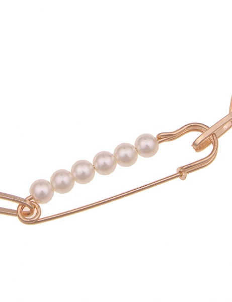 -50% SALE Leslii Kurze Halskette Sicherheitsnadel Perlen in Gold Weiß Sonderangebot