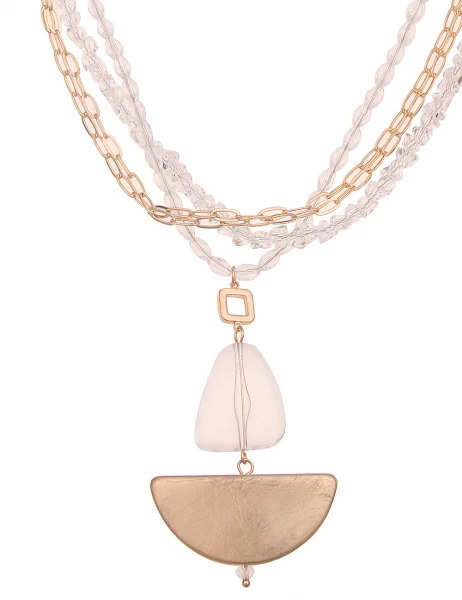 -50% SALE Leslii Lange Halskette Layering Carmen in Gold Weiß Versandkostenfrei