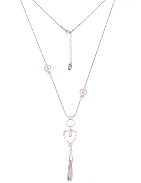 -50% SALE Leslii Lange Halskette Bicolor Herzen in Silber Rosé Begrenztes Angebot