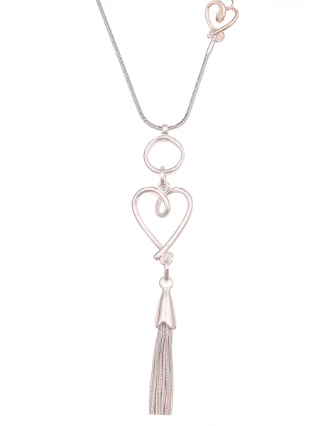 -50% SALE Leslii Lange Halskette Bicolor Herzen in Silber Rosé Begrenztes Angebot