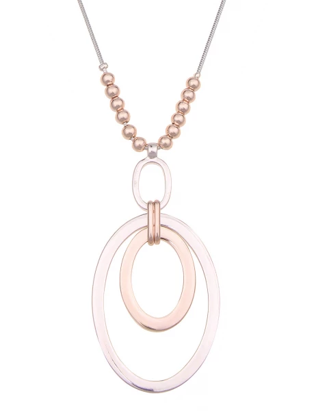 -50% SALE Leslii Lange Halskette Bicolor Ovale in Silber Rosé Online Shopping