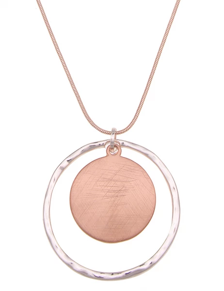 -50% SALE Leslii Damen-Kette Bicolor Ring-Anhänger Schlangen-Kette lange Modeschmuck-Kette Silber R Exklusivangebot