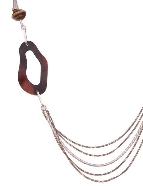 -50% SALE Leslii Lange Halskette Modern Swing in Braun Silber Preisnachlass