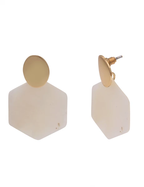 -50% SALE Leslii Ohrringe Ohrhänger Perlmutt Sechseck in Gold Weiß Osterangebot