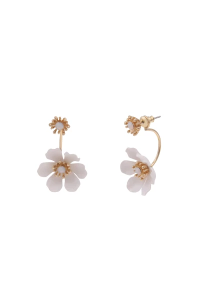 -50% SALE Leslii Ohrringe Ohrstecker Statement Blüte Gold Weiß Valentinstagsangebot