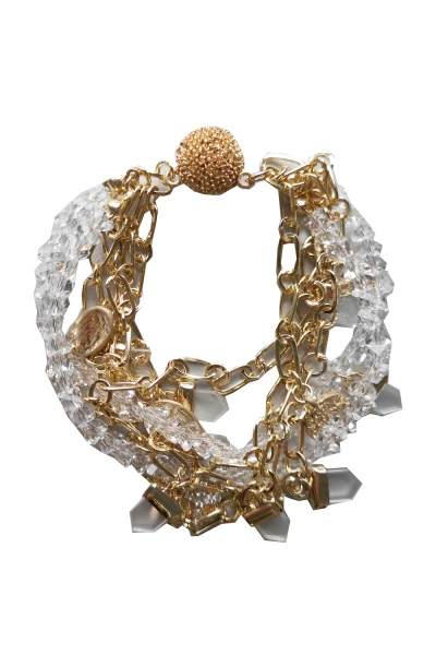 -50% SALE Leslii Armband Carmen Glitzer Statement-Armband Magnet Gold Weiß Top Angebot