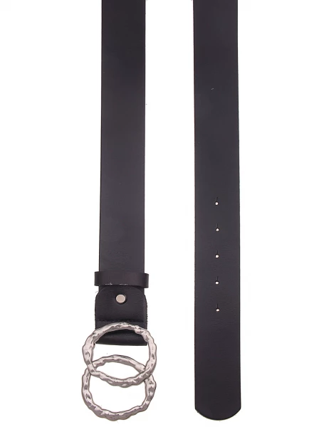 -50% SALE! Leslii Damen-Gürtel Basic echter Leder-Gürtel Doppel Ring Schwarz Silber Blitzangebot
