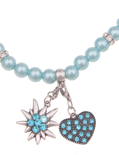 -50% SALE Leslii Damen-Kette Heidi Edelweiß Herz-Kette Dirndl Oktoberfest kurze Kette Modeschmuck Bl Saisonale Angebote