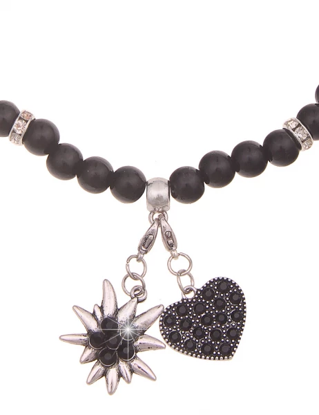 -50% SALE Leslii Damen-Kette Heidi Edelweiß Herz-Kette Dirndl Oktoberfest Modeschmuck Schwarz Riesige Ersparnisse