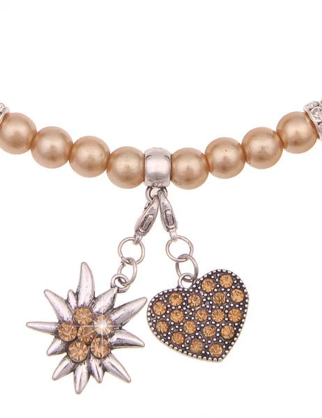 -50% SALE Leslii Damen-Kette Heidi Edelweiß Herz Dirndl Oktoberfest kurze Kette Modeschmuck Braun VIP-Rabatte