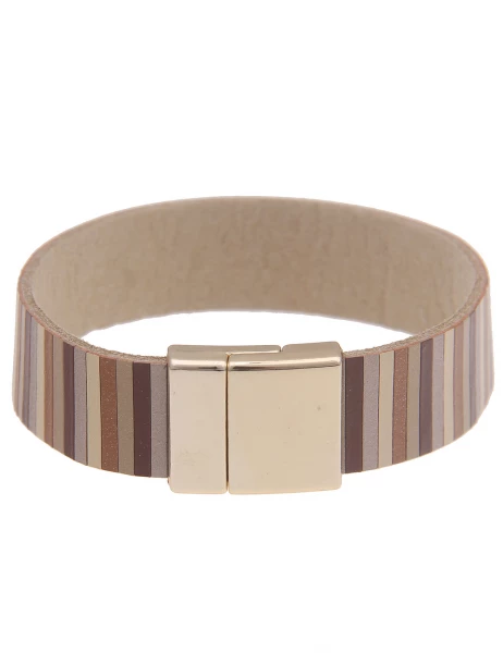 Leslii Armband Statement Streifen-Muster in Braun Gold Bis zu 50% Rabatt