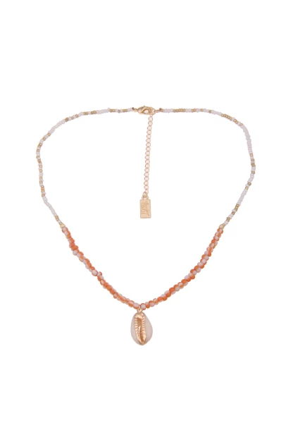-50% SALE Leslii Kurze Halskette Muschel in Orange Weiß Bis zu 65% Rabatt