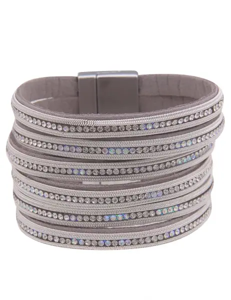 Leslii -50% SALE Armband XXL Glitzer in Silber Weiß Kostenloser Versand international