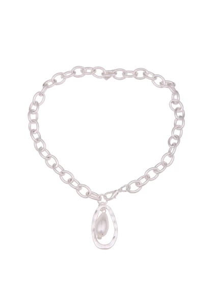 -50% SALE Leslii Kurze Halskette Jana Glieder-Kette Perle in Silber Weiß Rabatte dieses Monats
