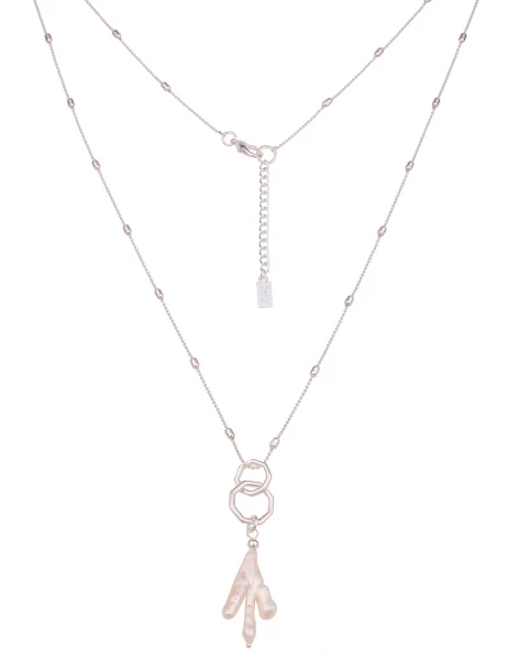 -50% SALE Leslii Lange Halskette Muschel Stück in Silber Weiß Online