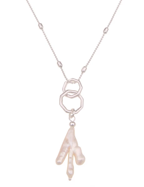 -50% SALE Leslii Lange Halskette Muschel Stück in Silber Weiß Online