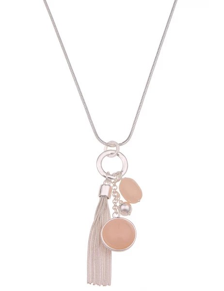-50% SALE Leslii Lange Halskette Glanz Statement in Silber Beige Hotsell