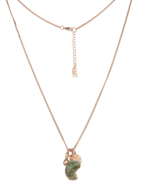 -50% SALE Leslii Lange Halskette Natur Muschel in Gold Grün im Angebot
