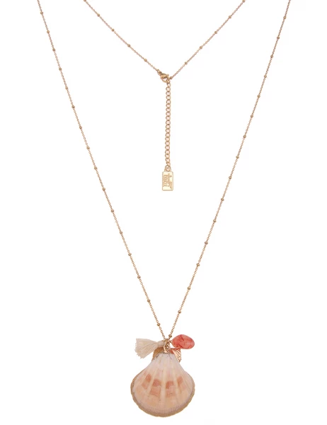 -50% SALE! Leslii Lange Halskette Muschel in Gold Pink Günstiger Verkauf