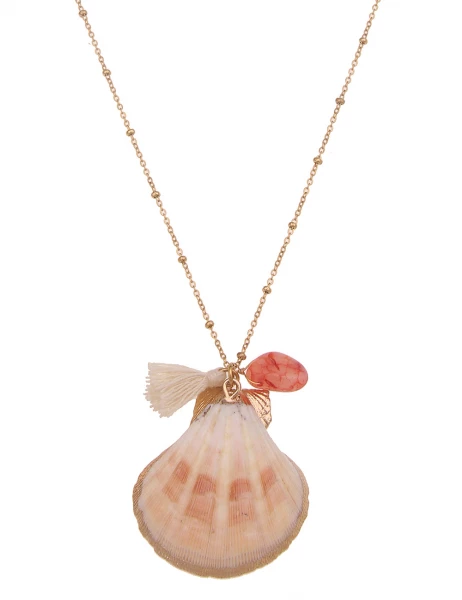-50% SALE! Leslii Lange Halskette Muschel in Gold Pink Günstiger Verkauf
