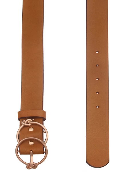 -70% SALE! Leslii Damen-Gürtel Basic Gürtel Doppel-Schließe Knoten in Braun Blitzverkäufe