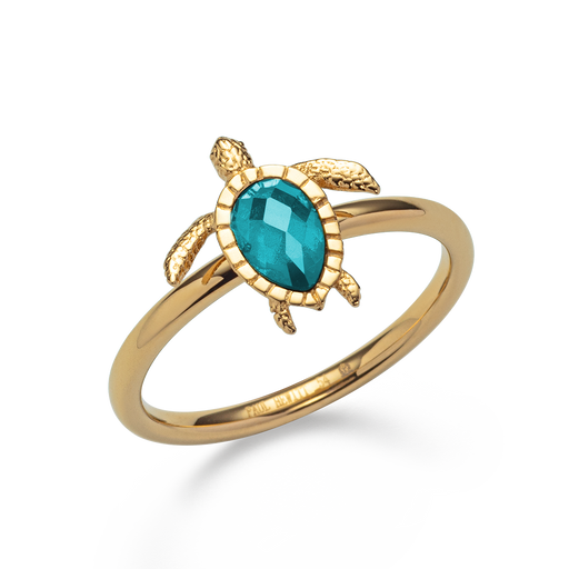 Paul Hewitt Turtle Ring Aquamarine Gold Super Rabatt